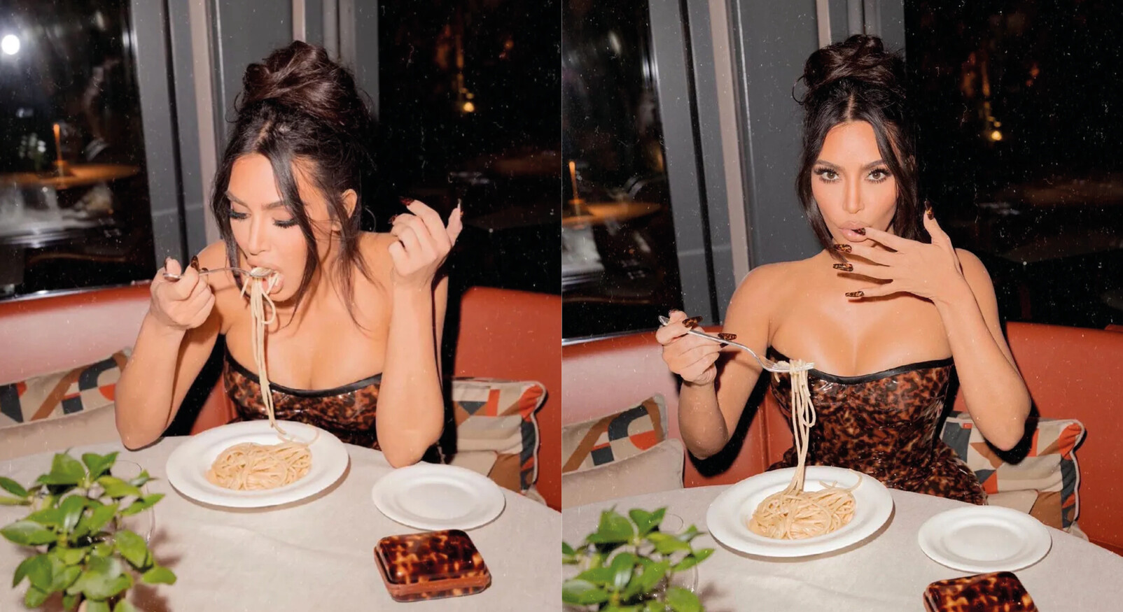 Kim Kardashian eet pasta