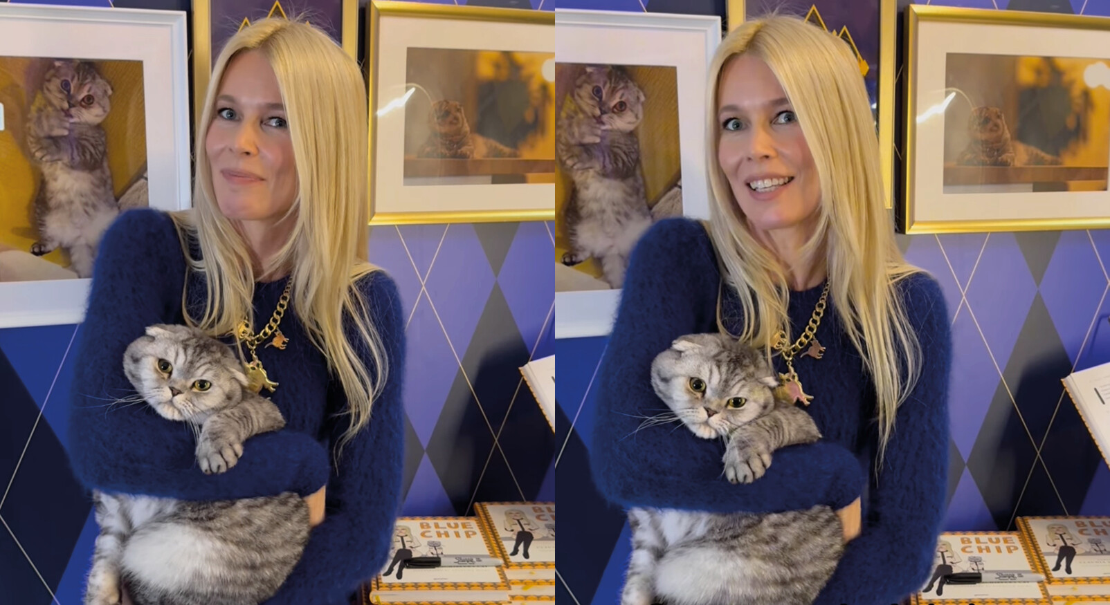 Claudia Schiffer and cat
