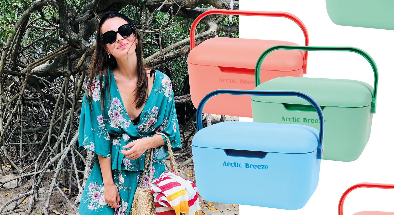 action koelbox dupe lilian op het strand lachend
