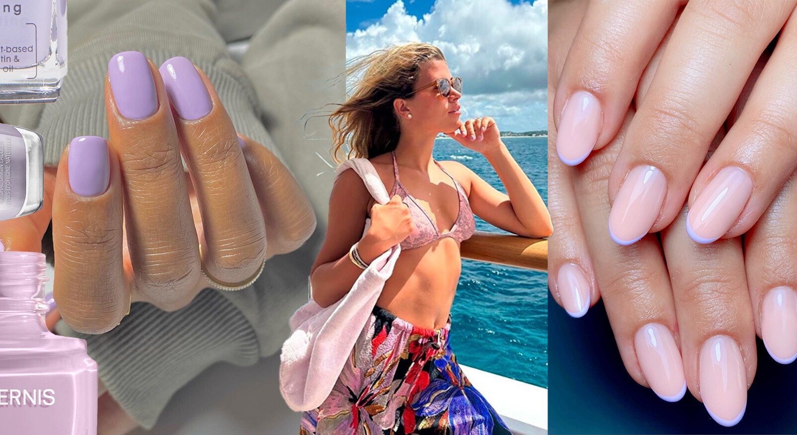 nagellak kleur van de maand, lila. Chanel, OPI,Hema en Sofia richie in bikini op een boot