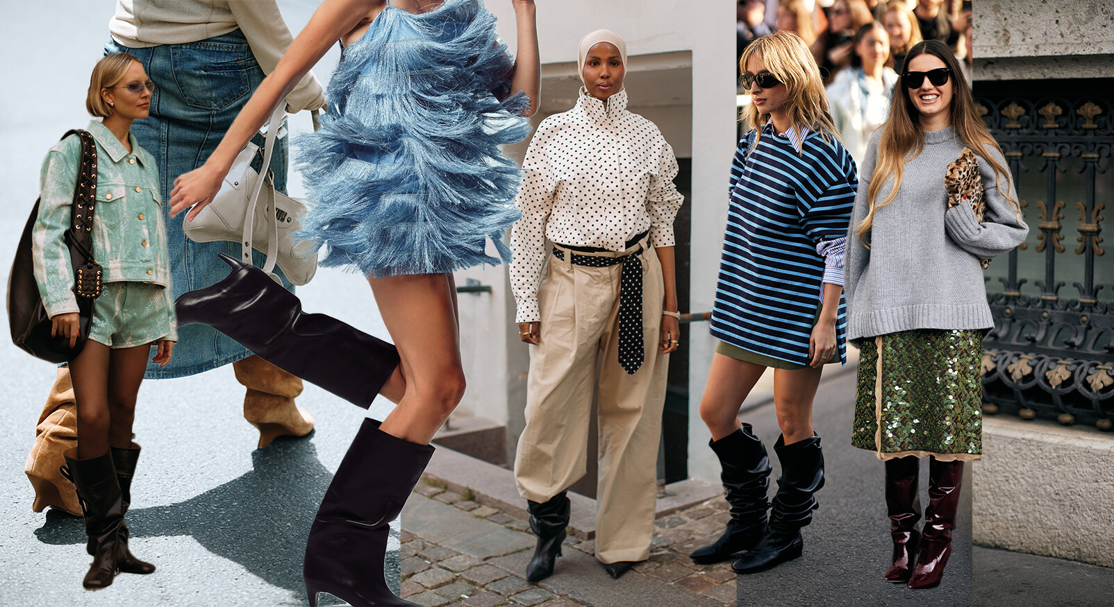 women on the street wearing boots trending