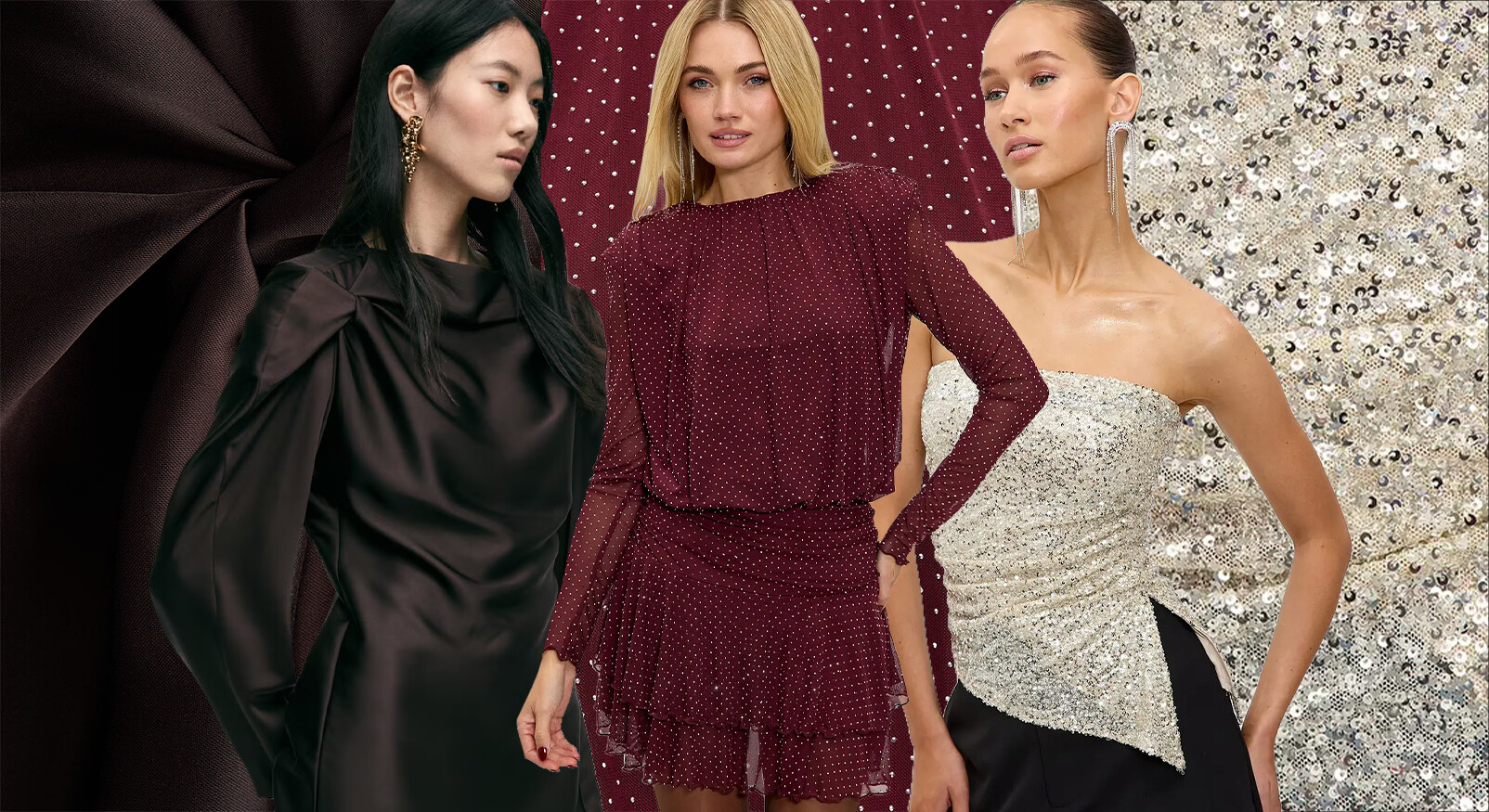 3 vrouwen op een rij die alle 3 een andere kleur aanhebben