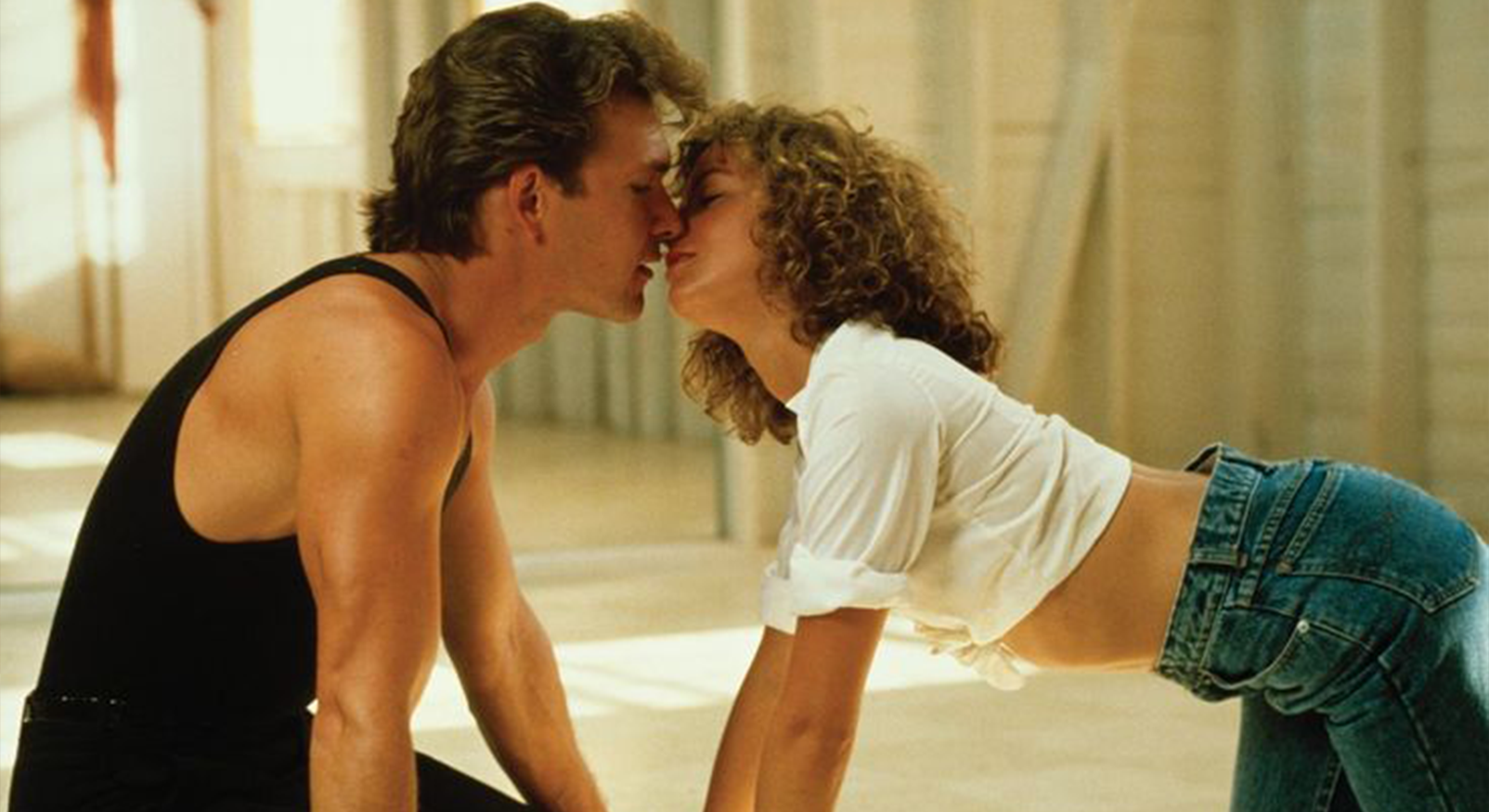 Patrick Swayze and Jennifer Grey in an iconic dance scene from the movie Dirty Dancing.