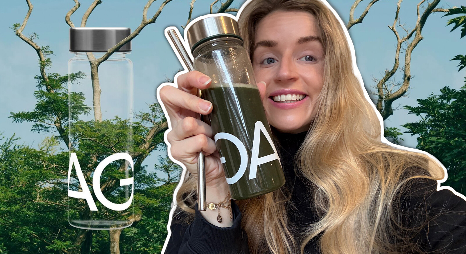 Editor Lotte poses with a bottle of AG1