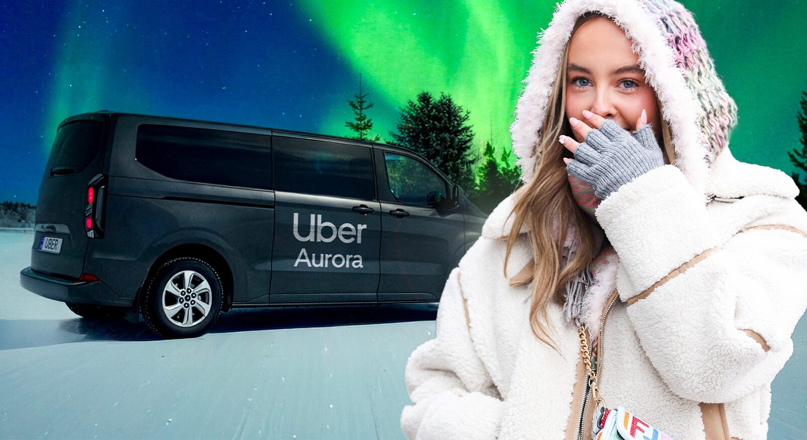 vrouw staat voor een uber