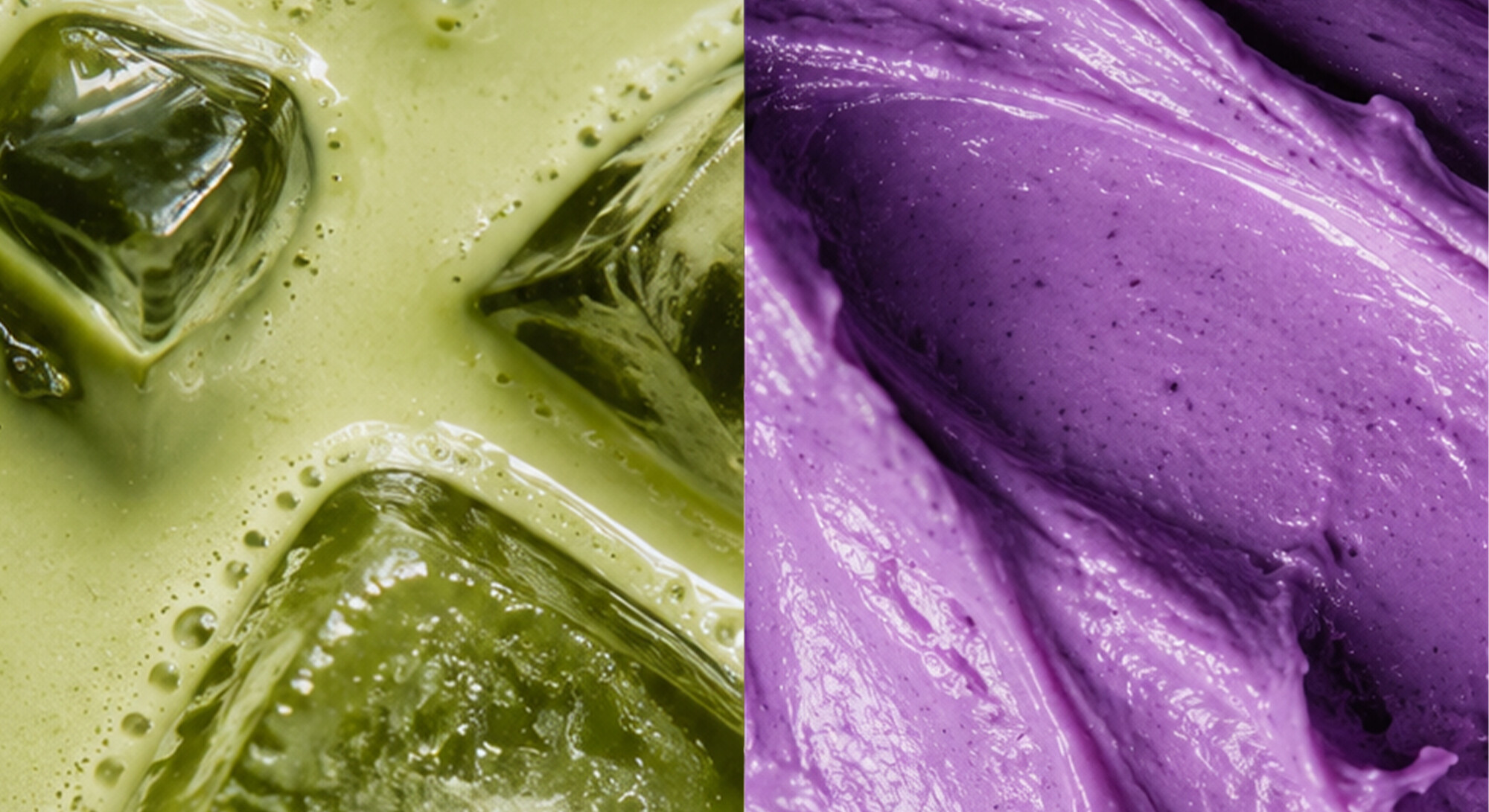 green and purple drink half half