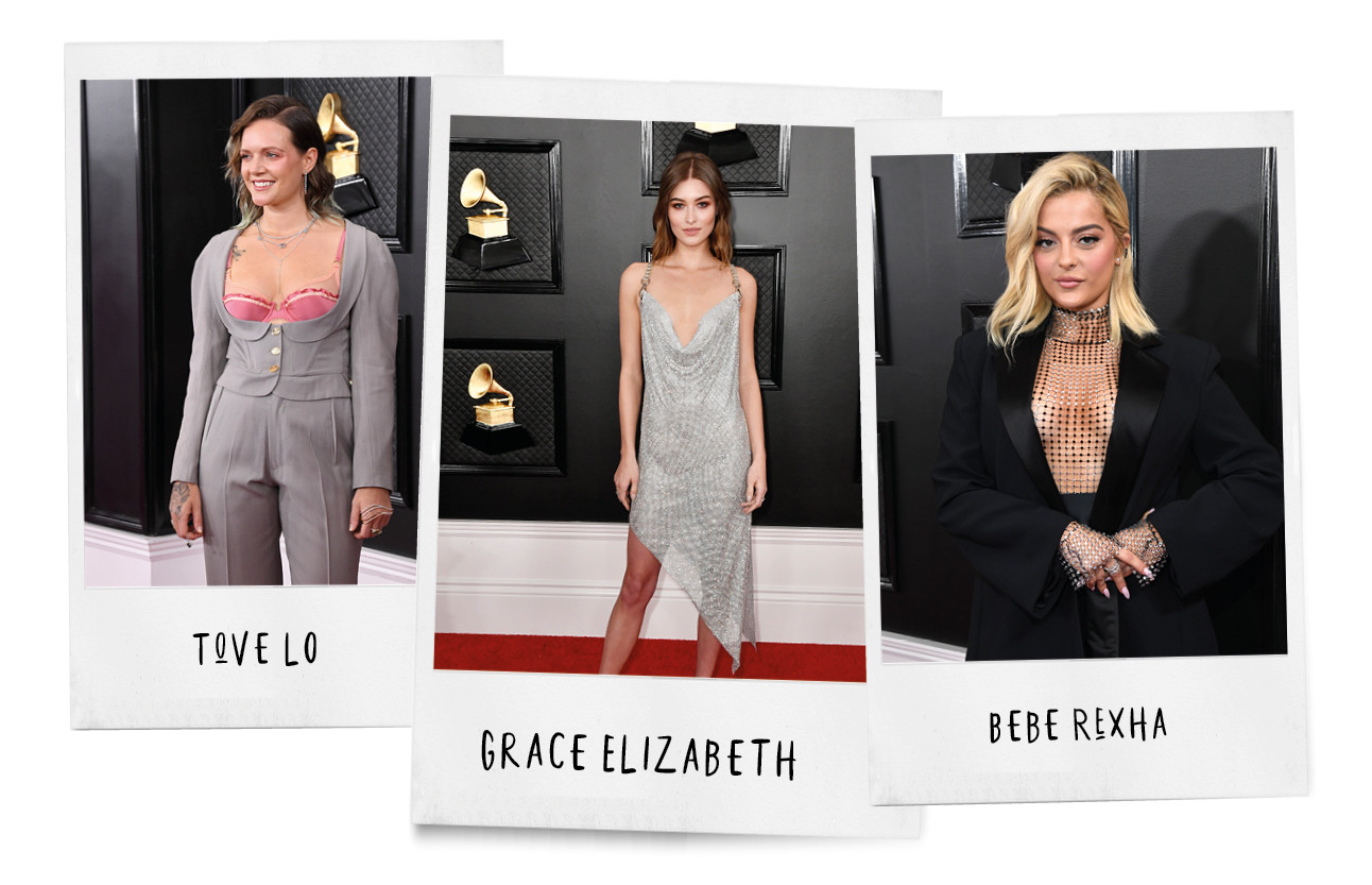 verschillende outfits op de grammys rodeloper