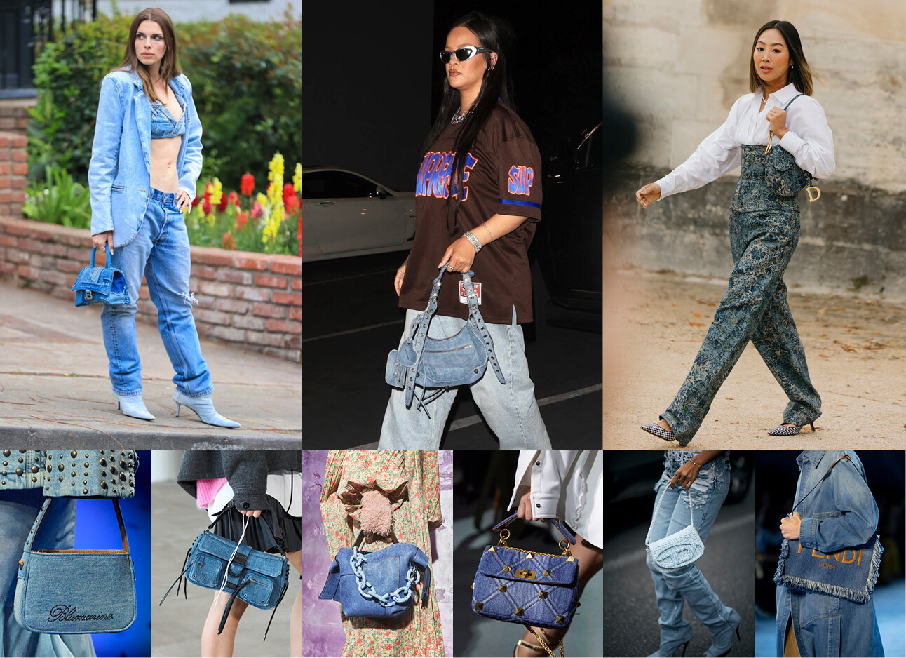 Streetwear denim tassen Rihanna mode trends