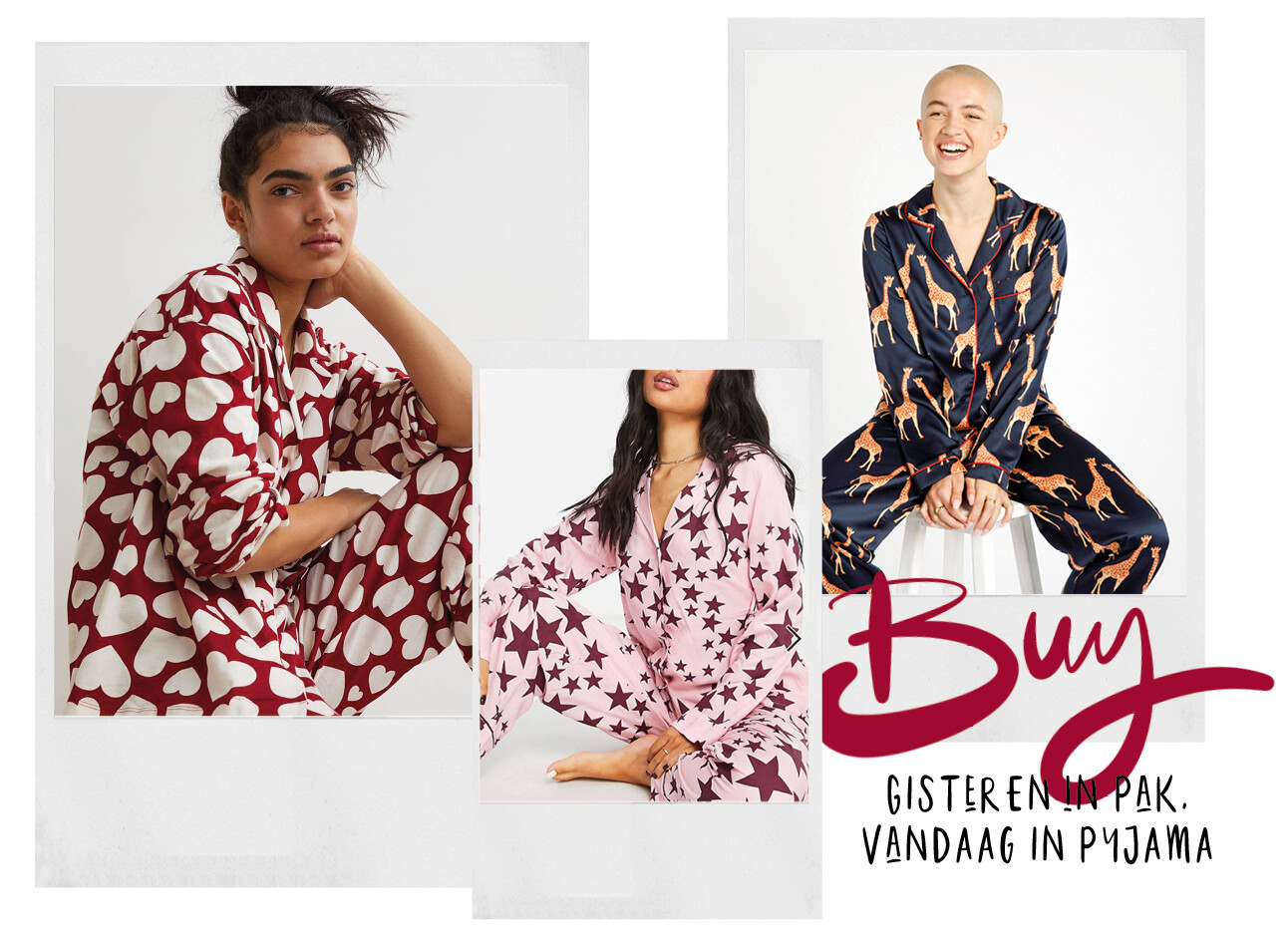 vrouwen in pyjama shopping