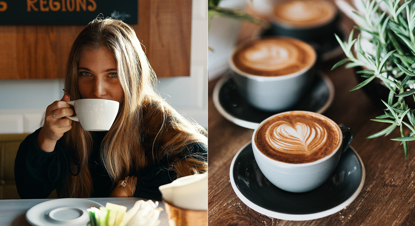 vrouw drinkt koffie