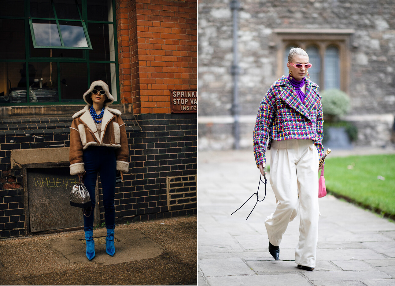 straatmodellen in style van de fashion week london