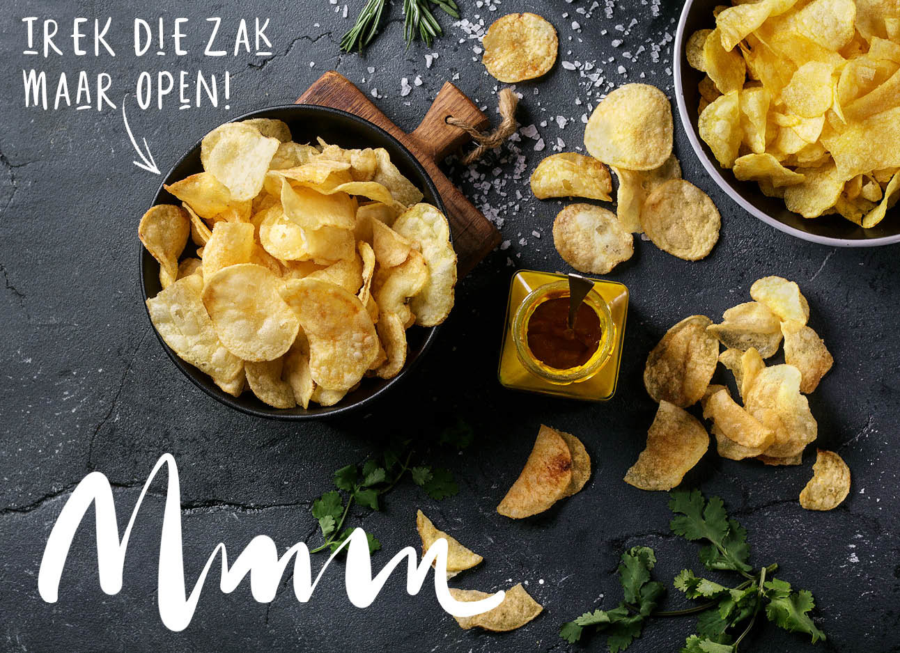 naturel chips in een bakje