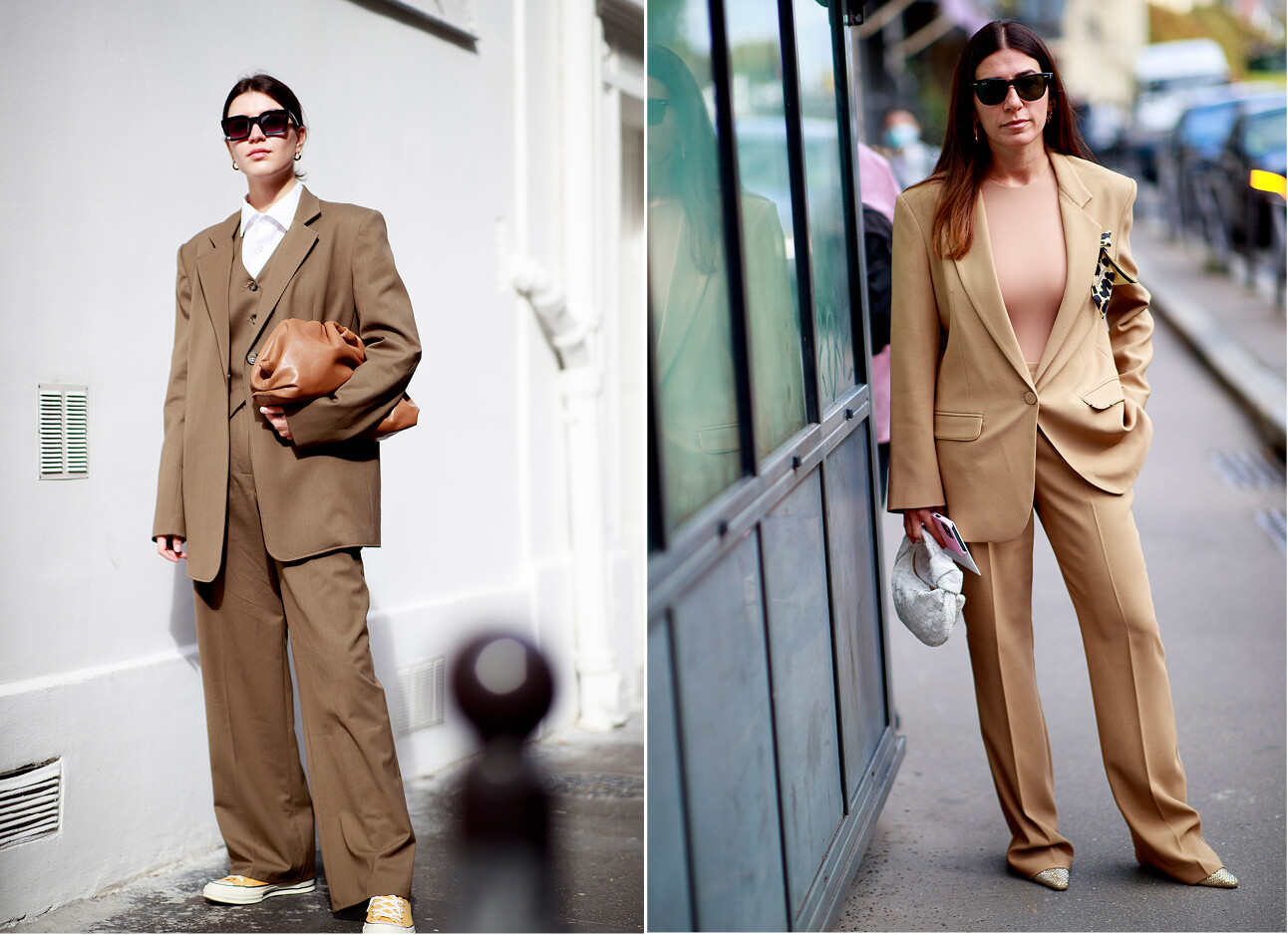 straatmodellen in style van slouchy suit