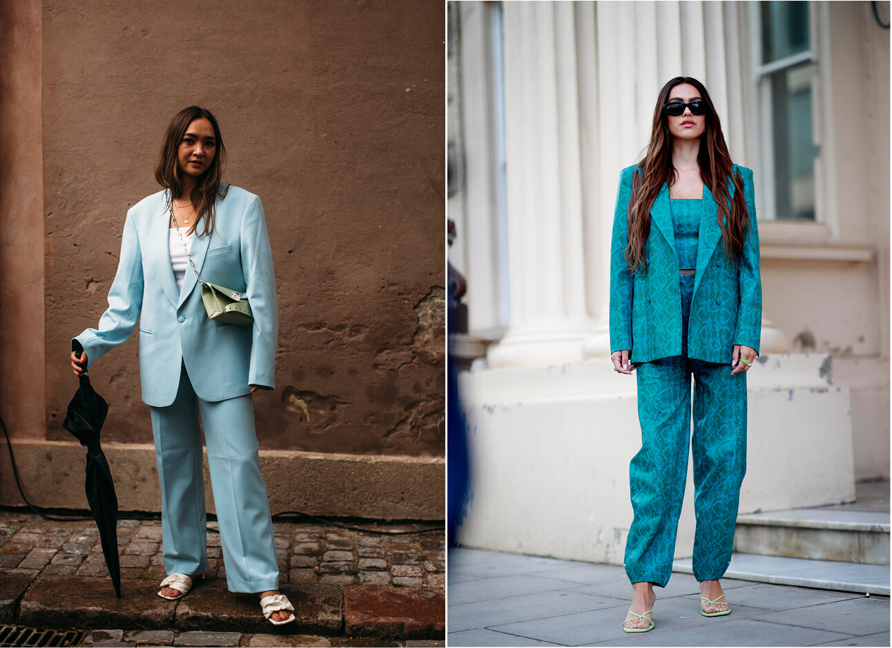 straatmodellen in style van slouchy suit