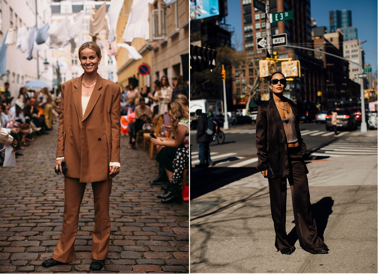 straatmodellen in style van slouchy suit