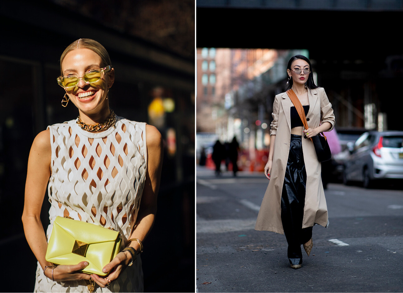 modevolk loopt met zonnebrillen over straat