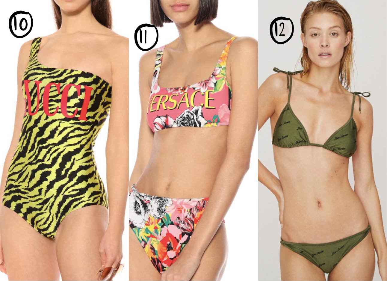 logo printed bikini's en swimsuits