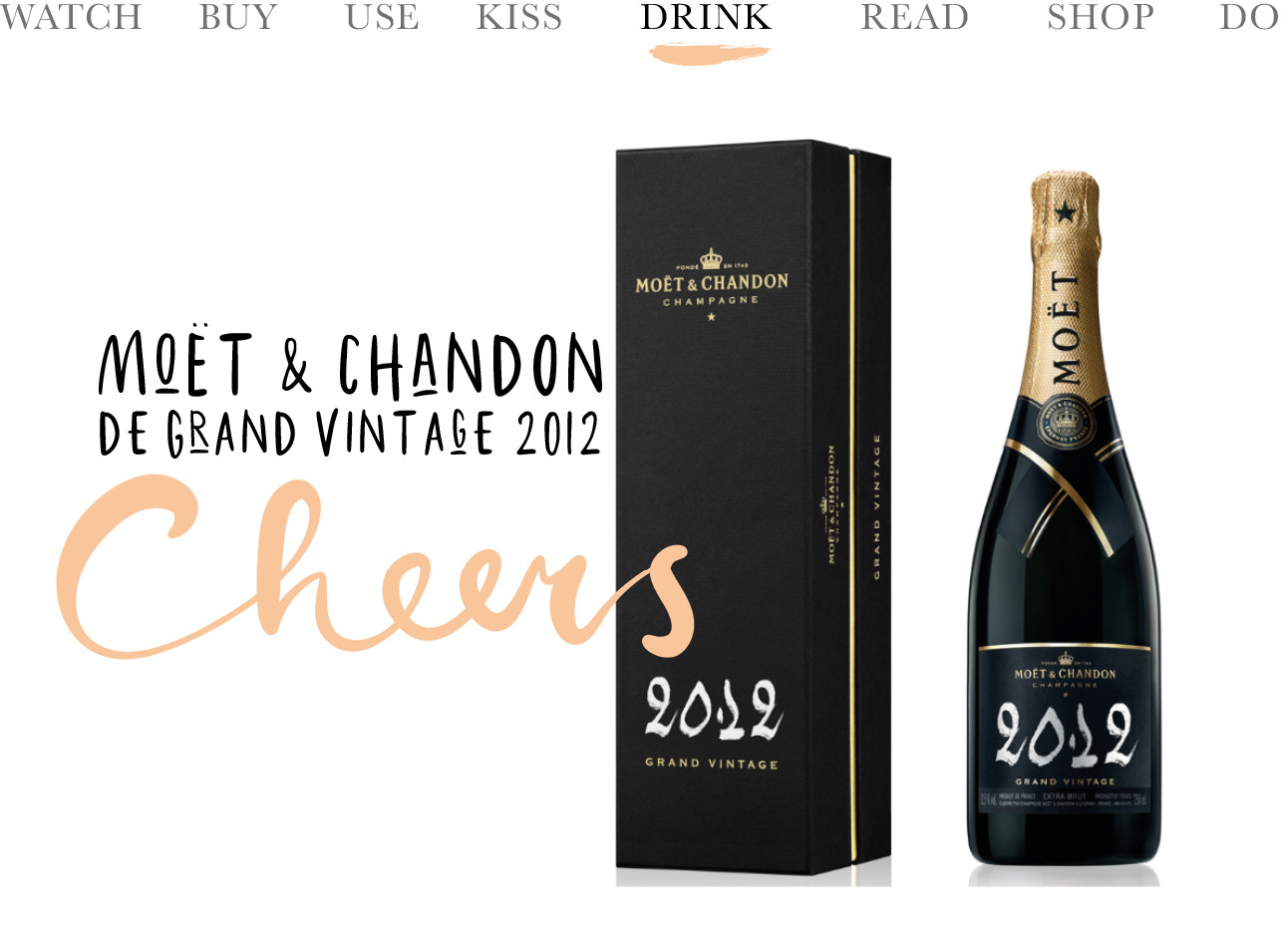 moet et chandon de grand vintage 2012 champagne, donkere fles met doos, cheers