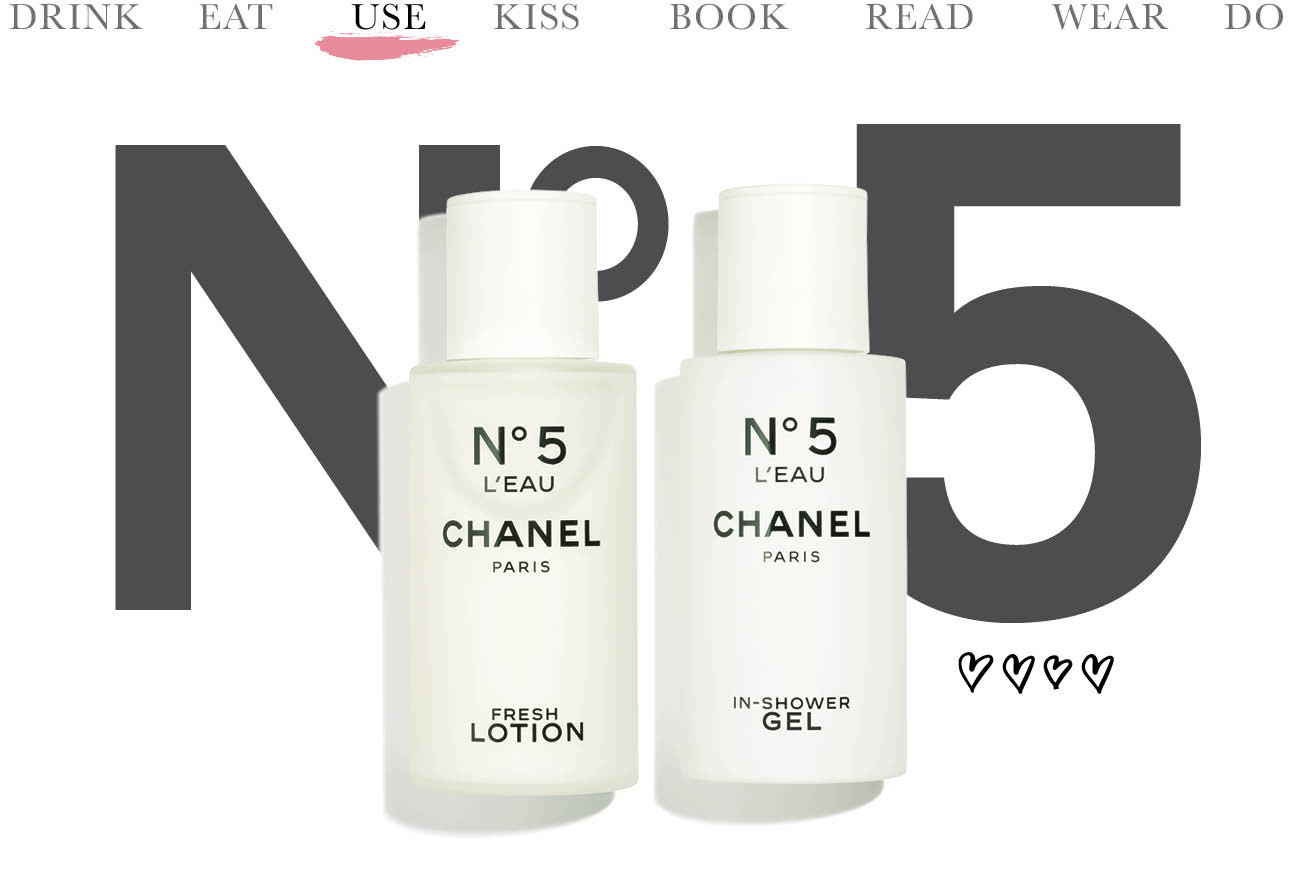 today we use chanel nummer 5 creme en douche gel