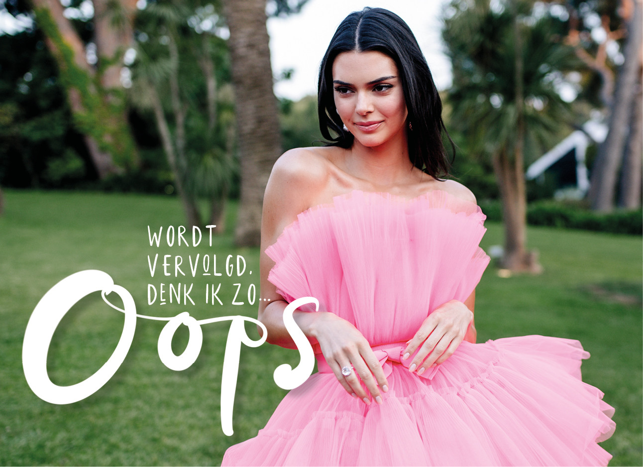 Kendall Jenner in roze jurk