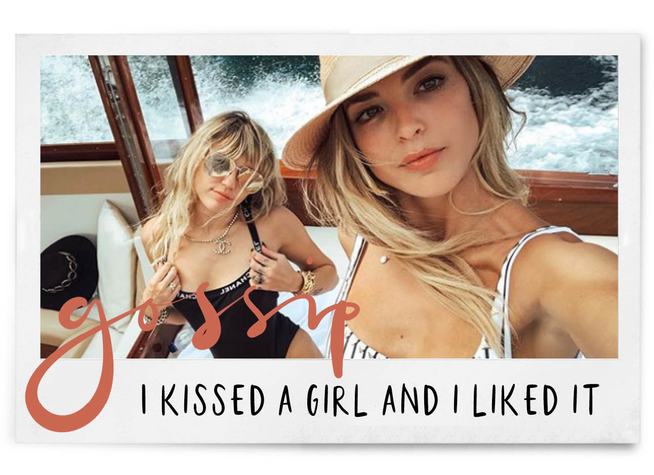 Miley cyrus and Kaitlynn Carter on a boat