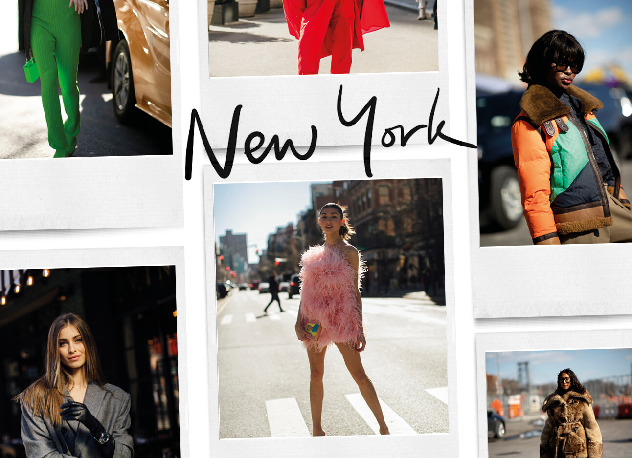 Vrouwen staan te modellen in de straten van new york